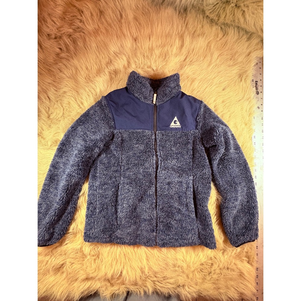 Gerry Kids Navy Blue Full Zip Sherpa Fleece Jacket Size M 10/12 1319643